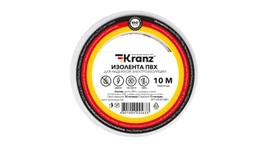 Изоляционная лента ПВХ от Kranz толщиной 0,13 и шириной 15 мм, катушка (рулон) длина 10 м, белого цвета – картинка.