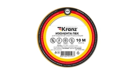 Изоляционная лента ПВХ от Kranz толщиной 0,13 и шириной 15 мм, катушка (рулон) длина 10 м, жёлтого цвета – картинка.