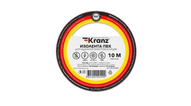 Изоляционная лента ПВХ от Kranz толщиной 0,13 и шириной 15 мм, катушка (рулон) длина 10 м, красного цвета – картинка.
