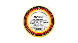 Изоляционная лента ПВХ от Kranz толщиной 0,13 и шириной 15 мм, катушка (рулон) длина 20 м, жёлтого цвета – картинка.