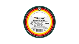 Изоляционная лента ПВХ от Kranz толщиной 0,13 и шириной 15 мм, катушка (рулон) длина 20 м, зелёного цвета – картинка.