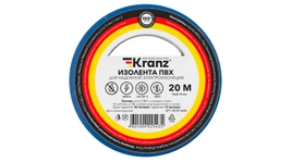 Изоляционная лента ПВХ от Kranz толщиной 0,13 и шириной 15 мм, катушка (рулон) длина 20 м, синего цвета – картинка.
