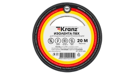 Изоляционная лента ПВХ от Kranz толщиной 0,13 и шириной 15 мм, катушка (рулон) длина 20 м, чёрного цвета – картинка.