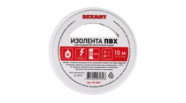 Изоляционная лента ПВХ от Rexant толщиной 0,13 и шириной 15 мм, катушка (рулон) длина 10 м, белого цвета – картинка.